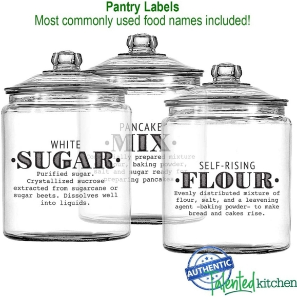Talented Kitchen 36 Clear Labels Plus Bonus Set Organization For Jars Bins Boxes - Picture 8 of 11